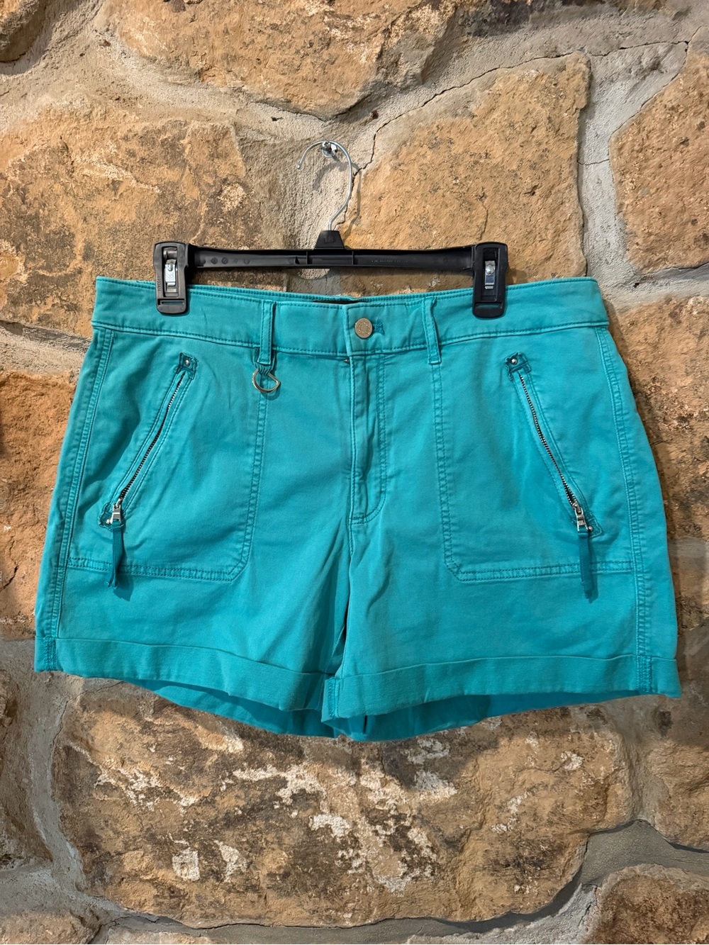 White House Black Market Teal Zip-Pocket 4-1/2” Length Shorts